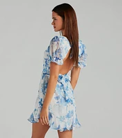 Sweet Choice Floral Chiffon A-Line Mini Dress