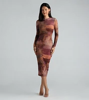 Attract And Allure Marble Print Midi Dress