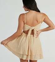 Simply Sunny Scoop Neck Skater Eyelet Mini Dress