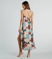 Abstract Beauty Printed High Slit Midi Dress