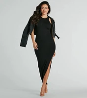 The Best Yet Sleeveless Crew Neck Slit Maxi Dress