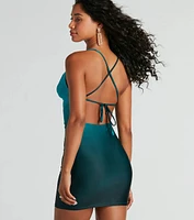 Stand Out Chic Lace-Up Ombre Mini Dress