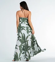 Getaway Bound Tropical Print Woven Maxi Dress