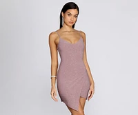 Glitter Wrap Knit Mini Dress