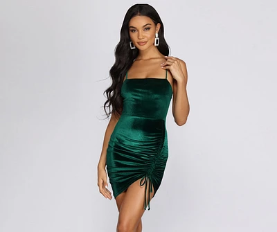 Ruched And Luxe Velvet Mini Dress