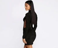 Lace Up Suede Mini Dress