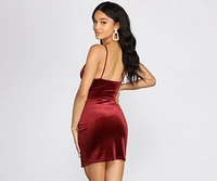 Glitter Velvet Front Slit Mini Dress