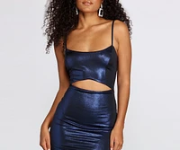 Metallic Cut Out Mini Dress