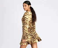 Fierce And Fiesty Wrap Mini Dress