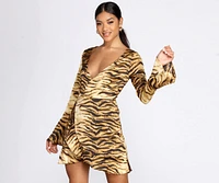 Fierce And Fiesty Wrap Mini Dress