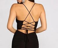 Deep Love Ruched Back Mini Dress