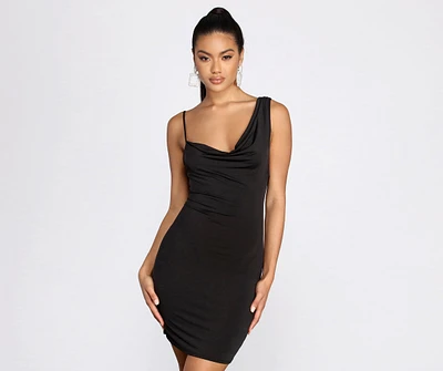 Cowl Front And Back Mini Dress