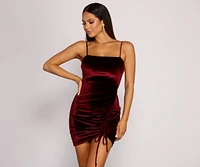 Velvet Stunner Ruched Mini Dress