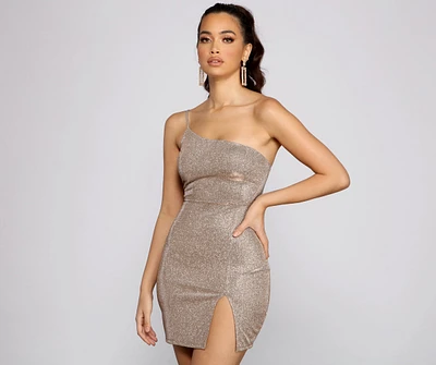 Glittery Babe One Shoulder Mini Dress