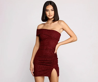 First Impression One-Shoulder Glitter Mini Dress