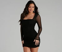 Mesmerize Mesh Ruched Mini Dress