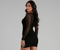 Mesmerize Mesh Ruched Mini Dress