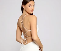 Stylish Beauty Lace-Up Back Mini Dress