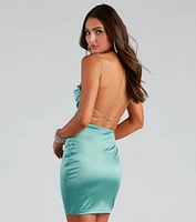 Wine And Dine Satin X-Back Mini Dress