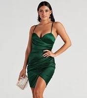 Wrapped Sleek Satin Mini Dress