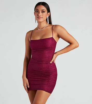 Shimmer And Glimmer Glitter Mesh Mini Dress