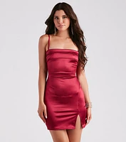 Pleats To Meet You Satin Slit Dress