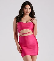 Party Town V-Neck Cutout Mini Dress