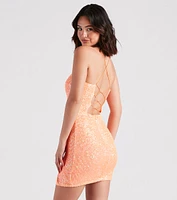 Dazzle Down Sequin Lace-Up Mini Dress