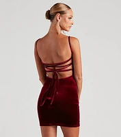 Luxe Lace-Up Velvet Mini Dress