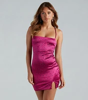 She's Going Out Tonight Satin Rhinestone Dress