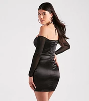 Such A Moment Satin Mesh Corset Mini Dress