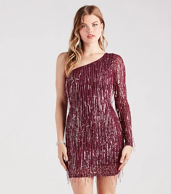 Glitz And Gleam Sequin Fringe Mini Dress