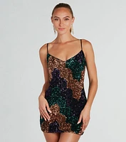 Unreal Glamour Chevron Sequin Mini Dress