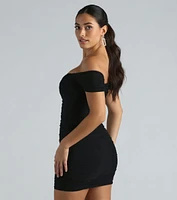 Show Off Mesh Off-The-Shoulder Mini Dress