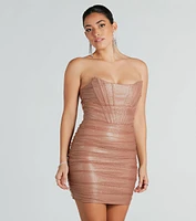 Dream Girl Faux Leather Glitter Corset Mini Dress