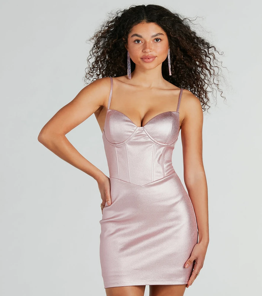 Electric Vibe Metallic Corset Mini Dress