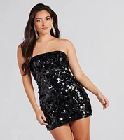 Flashy Glamour Sequin Strapless Mini Dress