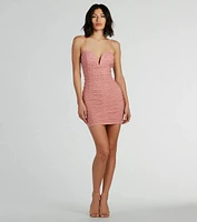 Pearly Babe Ruched Mesh Party Dress