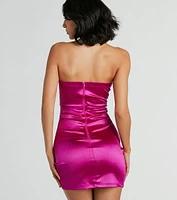 Shine The Spotlight Strapless Satin Mini Dress