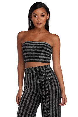 Stripe Down For Me Cropped Tube Top