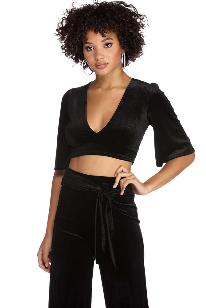 Sweet Ties Velvet Crop Top