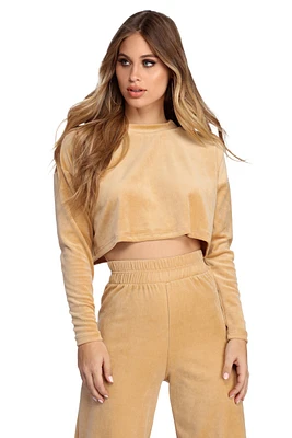 Velour Cropped Sweater