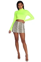 Trendy Turtle Neck Crop Top