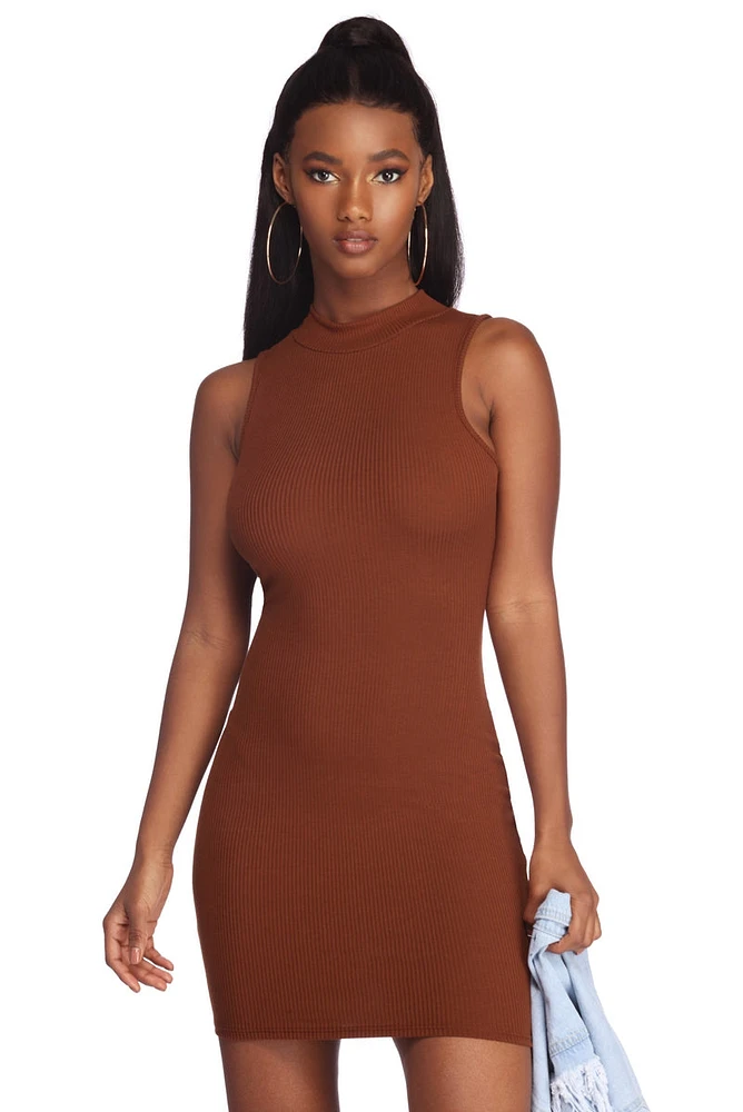 Mock Neck Mini Dress