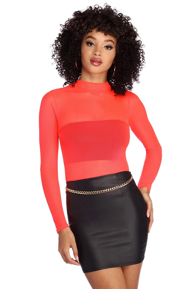 Level Up Neon Mesh Top