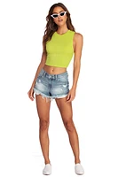 Electric Textured Knit Crop Top