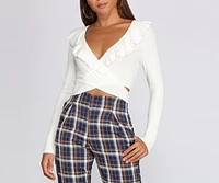 Ruffle Wrap Front Crop Top