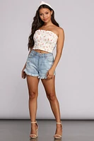 Floral Smock Tube Top