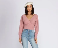 La Femme Knit Wrap Sweater