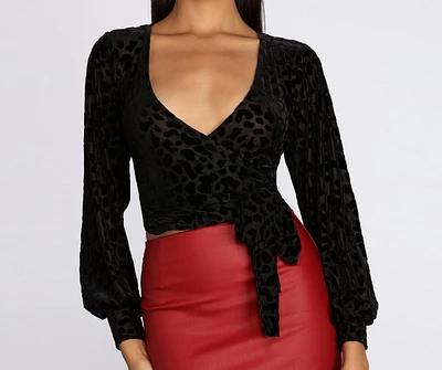 Low Key Leopard Mesh Wrap Top